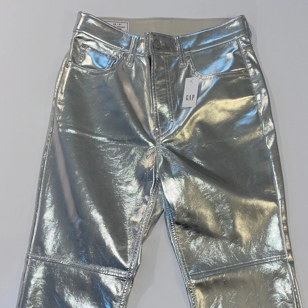 NWT gap metallic straight leg jeans | 6